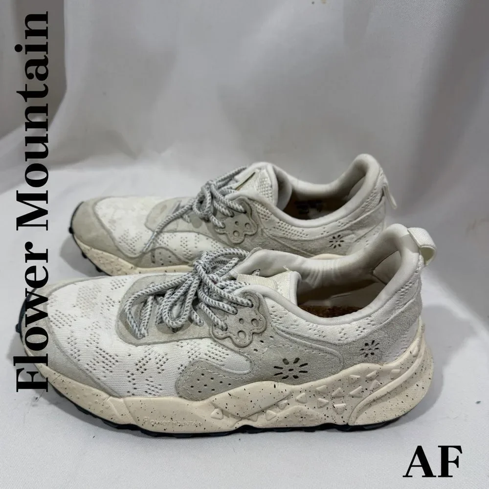 Flower Mountain Yamano 3 Uni White and Beige Suede Sneakers Size 7